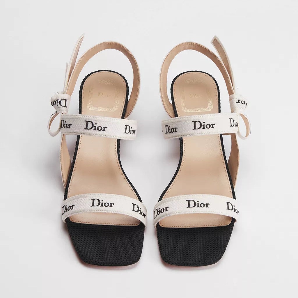 Dior Sandal with J'Adior Straps Black Embroidered Cotton 2