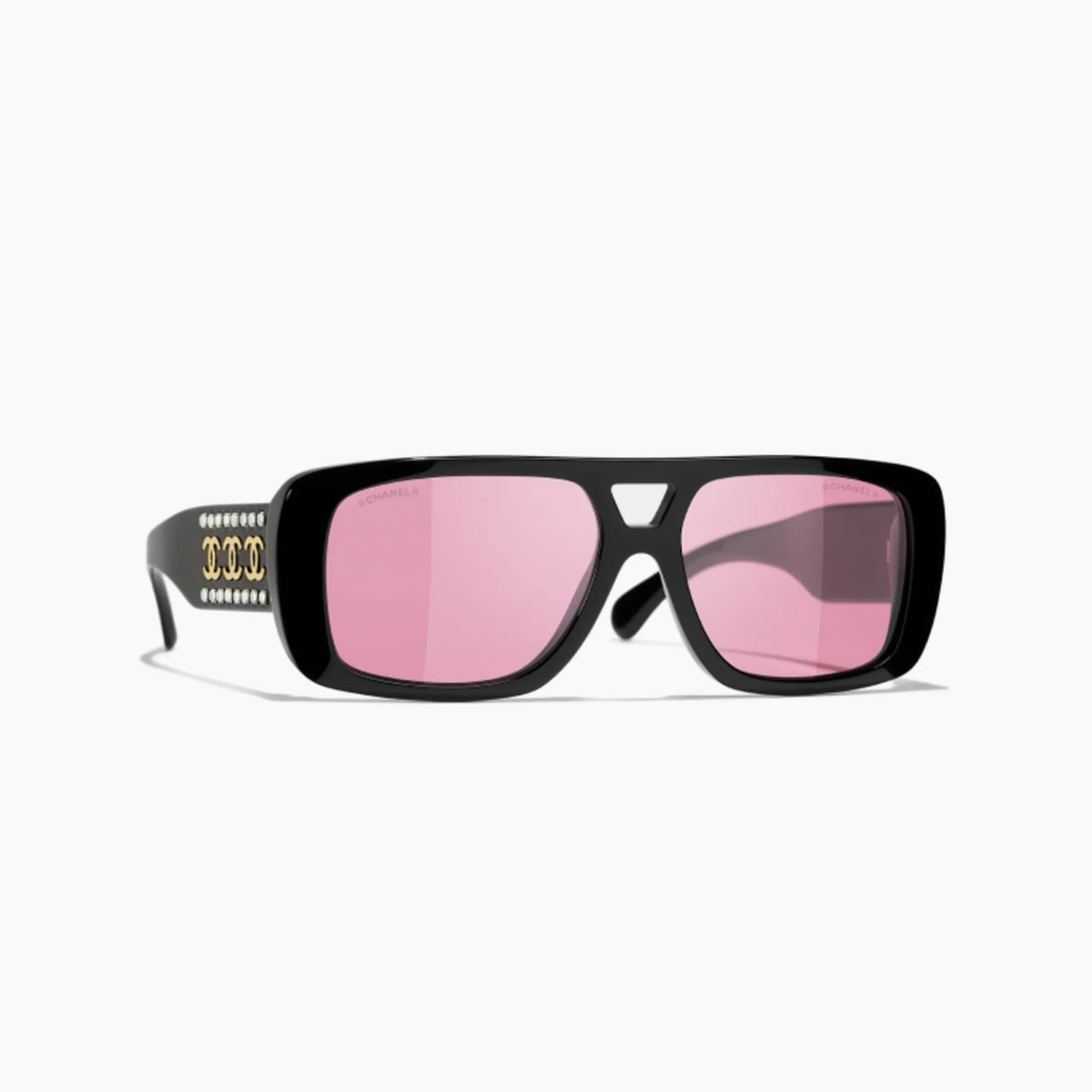 Chanel Pilot Sunglasses Black Pink 1