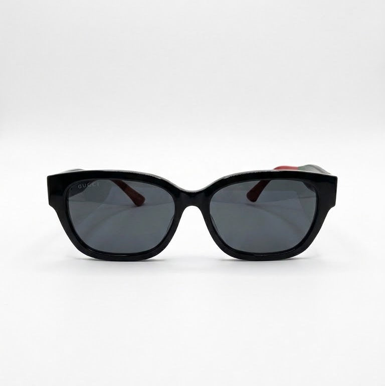 Gucci GG Square Sunglasses With Signature Green And Red Temples 1