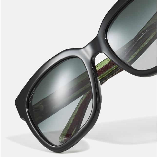 Gucci GG Logo Oversized Sunglasses With Red/Green Web 3