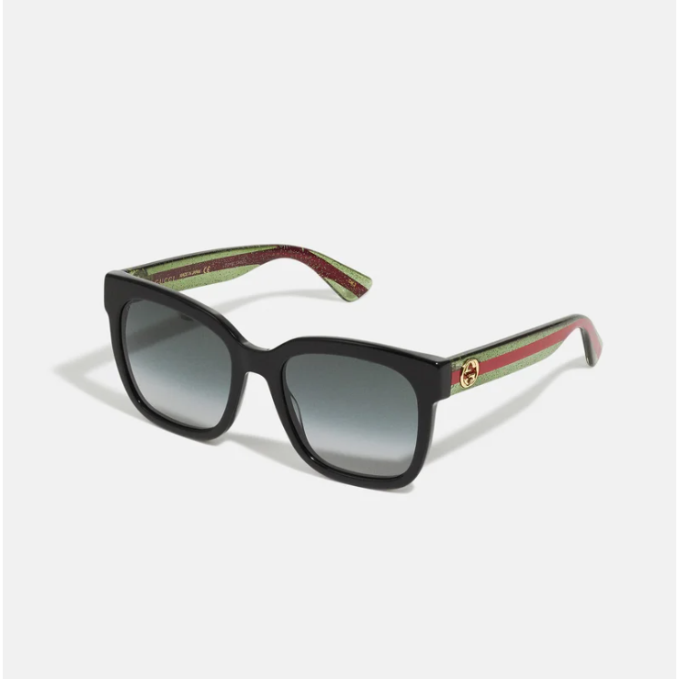 Gucci GG Logo Oversized Sunglasses With Red/Green Web