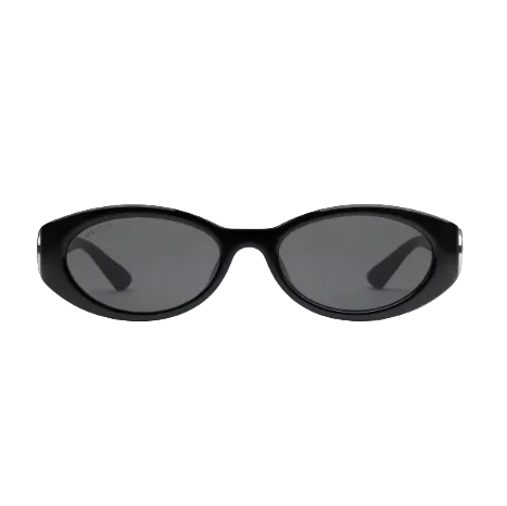 Gucci Luxury Cat-Eye Sunglasses - Shiny Black Frame With Gold Interlocking