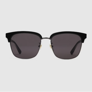 Gucci Men's Square Half-Rim Sunglasses – Black & Gold with Web Detail