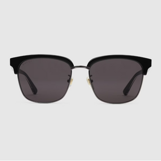 Gucci Men's Square Half-Rim Sunglasses – Black & Gold with Web Detail