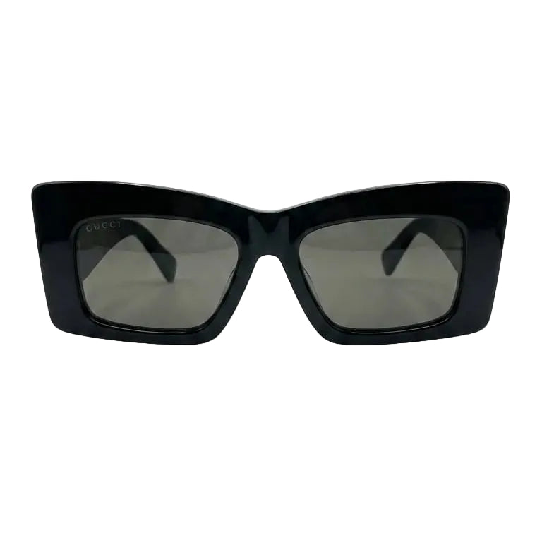 Gucci Sunglasses In Black Rectangular Frame And The Iconic Silver-Tone Double G Logo On The Temples 1