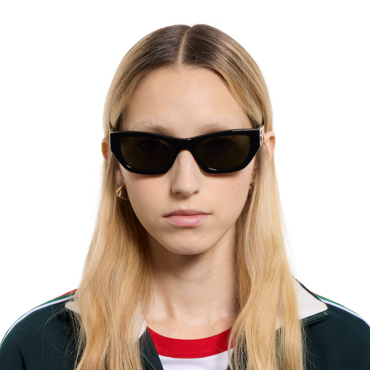 Gucci Sunglasses Shiny Black Acetate Cat-Eye Style 4