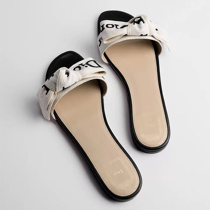 J'Adior Slide Black Embroidered Cotton 3