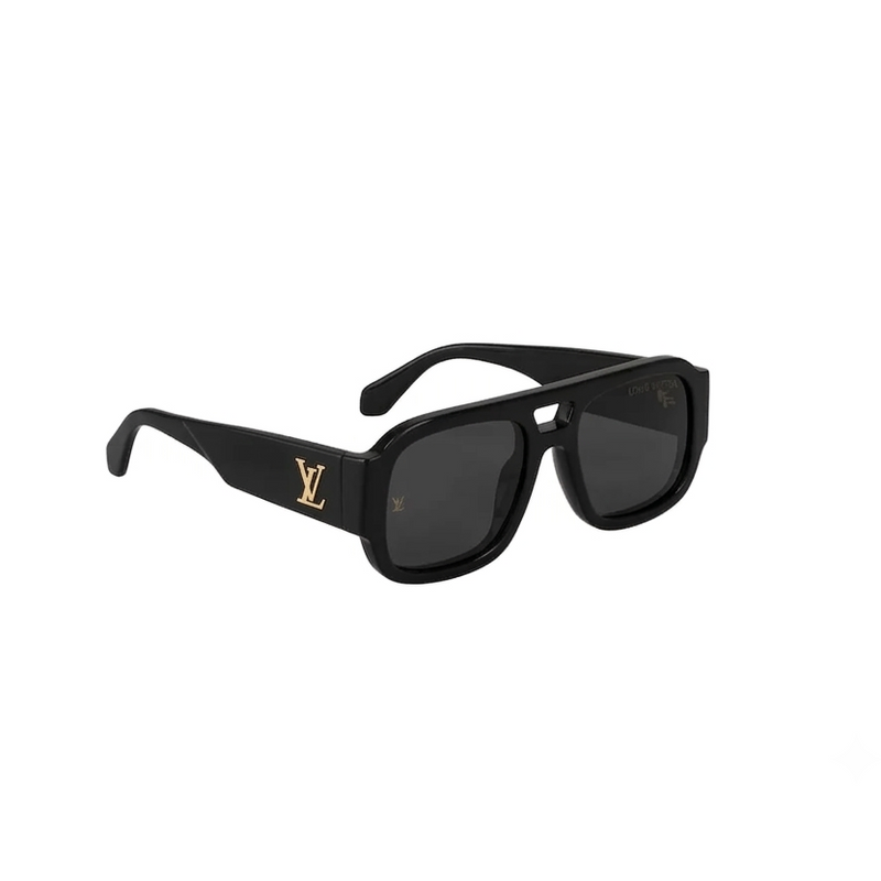 Louis Vuitton Black Acetate Sunglasses With Gold Logo