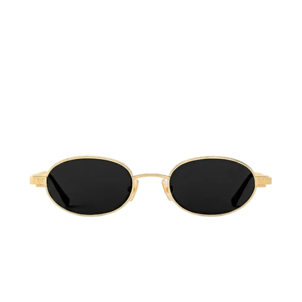 Louis Vuitton Gold Frame Oval Sunglasses With Dark Lenses 1