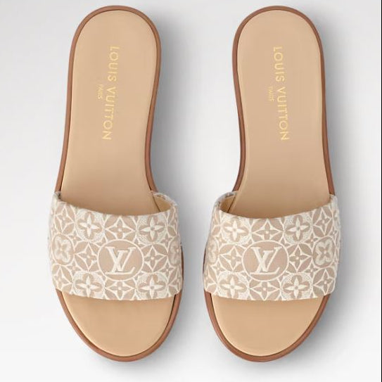 Louis Vuitton Lily Flat Mule Slipper Beige 2