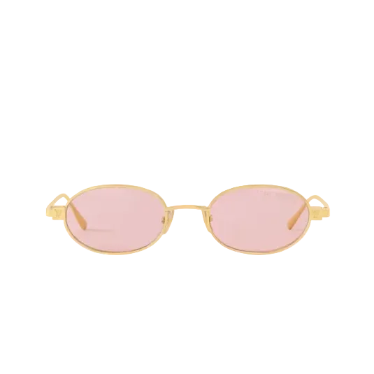 Louis Vuitton Luxury Gold Oval Sunglasses With Bink Gradient Lenses