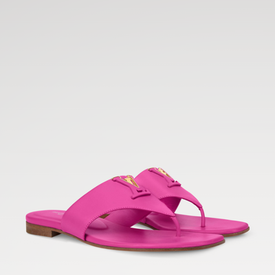 Louis Vuitton Pink Mare Flat Thong With Gold-and-Leather LV Initials Accessory