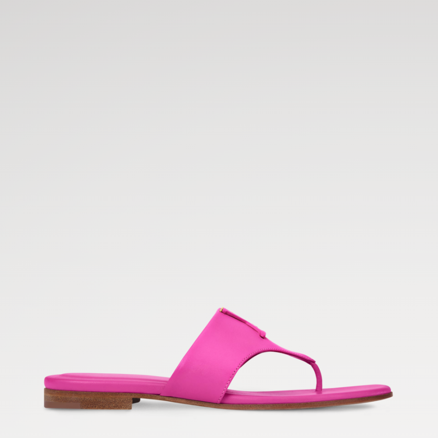 Louis Vuitton Pink Mare Flat Thong With Gold-and-Leather LV Initials Accessory 3