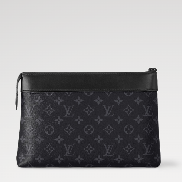 Louis Vuitton Monogram Eclipse Canvas Zip Clutch Bag Black Leather Trim 5