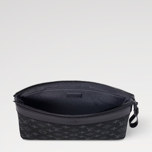 Louis Vuitton Monogram Eclipse Canvas Zip Clutch Bag Black Leather Trim 4