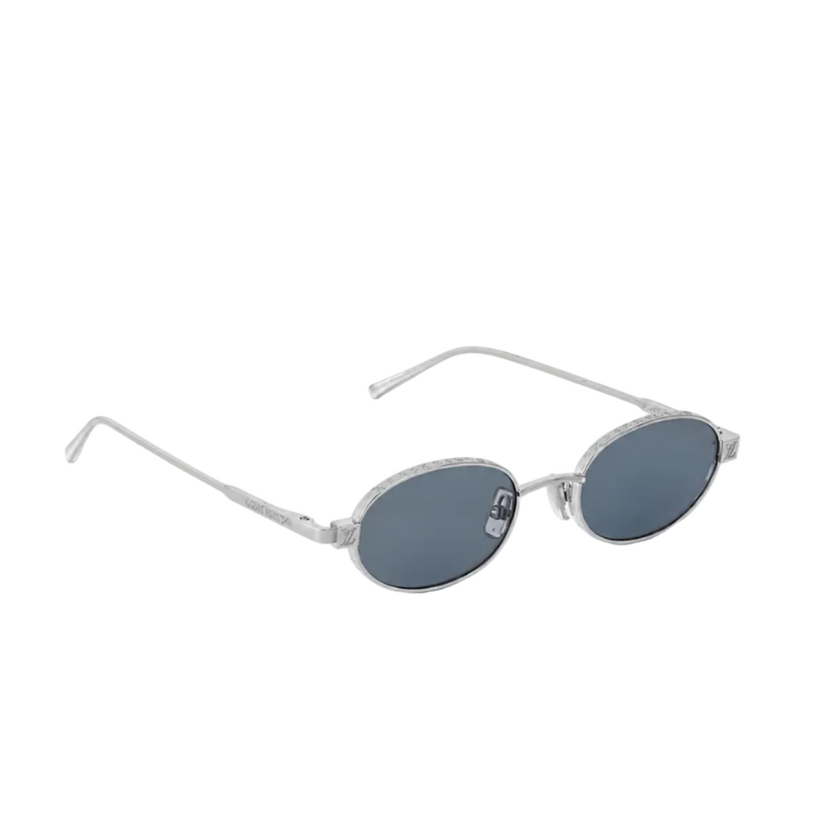 Louis Vuitton Vintage Oval Sunglasses – Silver Metal Frame & Blue Lenses 2