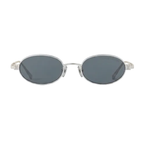 Louis Vuitton Vintage Oval Sunglasses – Silver Metal Frame & Blue Lenses 1
