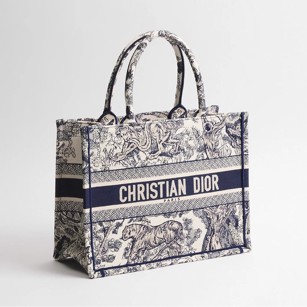 Christian Dior Blue/White Medium Dior Book Tote Ecru and Blue Toile de Jouy Embroidery 6
