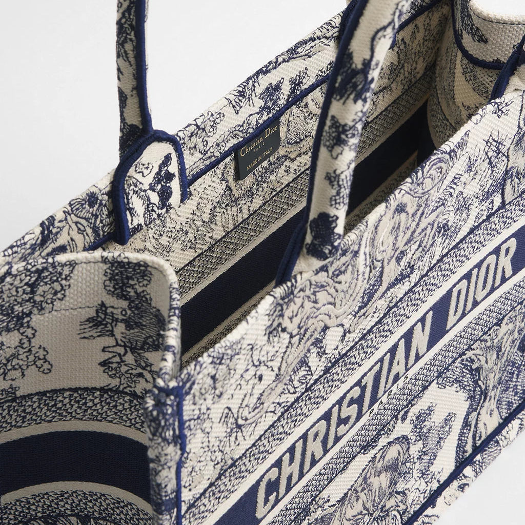 Christian Dior Blue/White Medium Dior Book Tote Ecru and Blue Toile de Jouy Embroidery 4