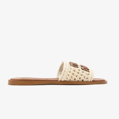 Miu Miu Crochet And Leather Slide Sandals