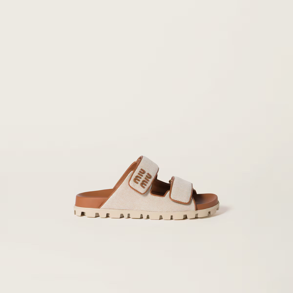 Miu Miu Embellished Canvas Slide Sandals 2