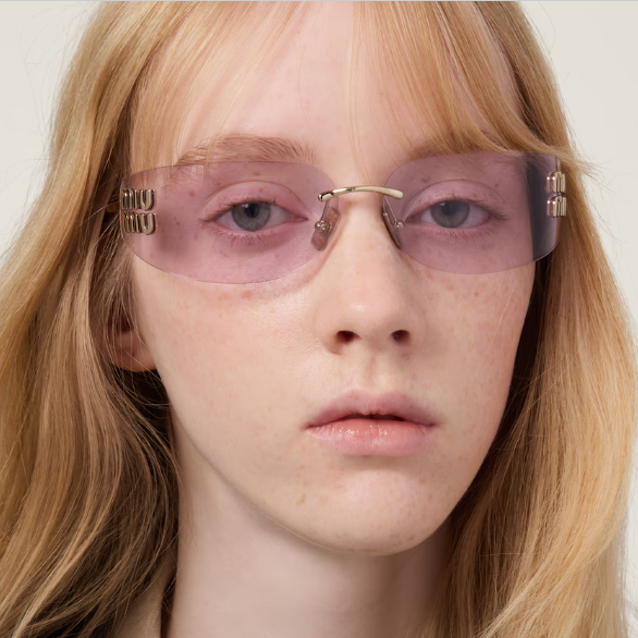 Miu Miu Rimless Sunglasses with Gold Logo Temples - Purple 3