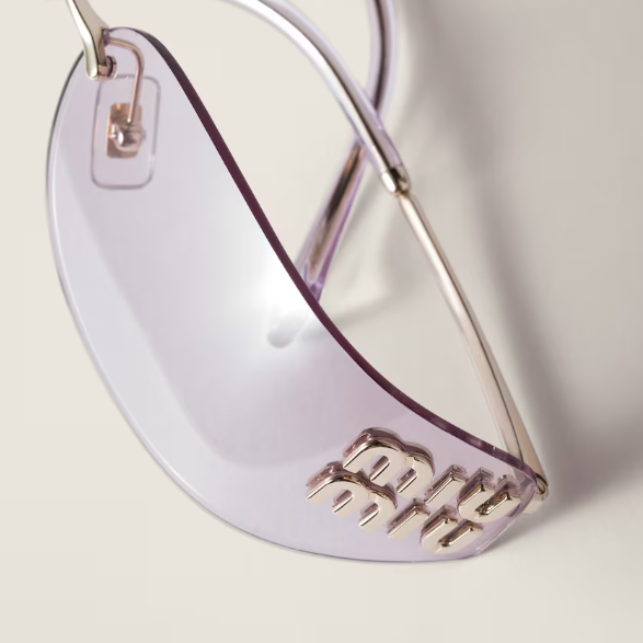 Miu Miu Rimless Sunglasses with Gold Logo Temples - Purple 4