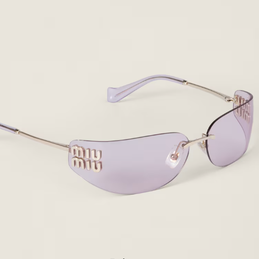 Miu Miu Rimless Sunglasses with Gold Logo Temples - Purple 2