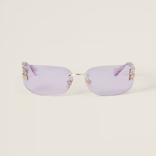 Miu Miu Rimless Sunglasses with Gold Logo Temples - Purple