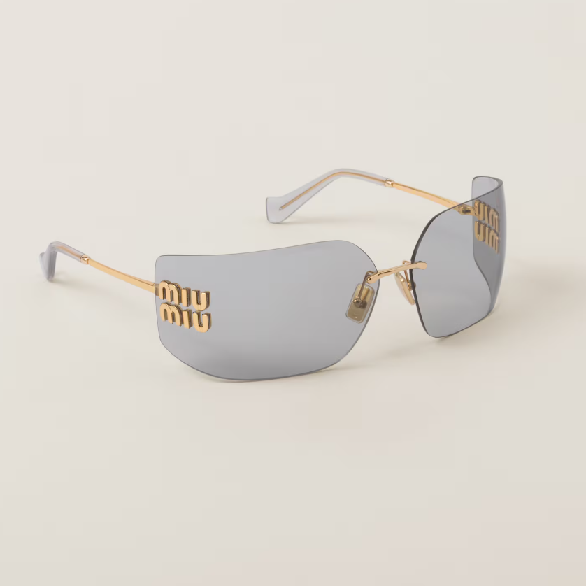 Miu Miu Rimless Sunglasses With Gold Logo Temples 3