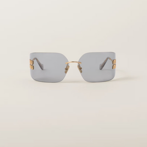 Miu Miu Rimless Sunglasses With Gold Logo Temples