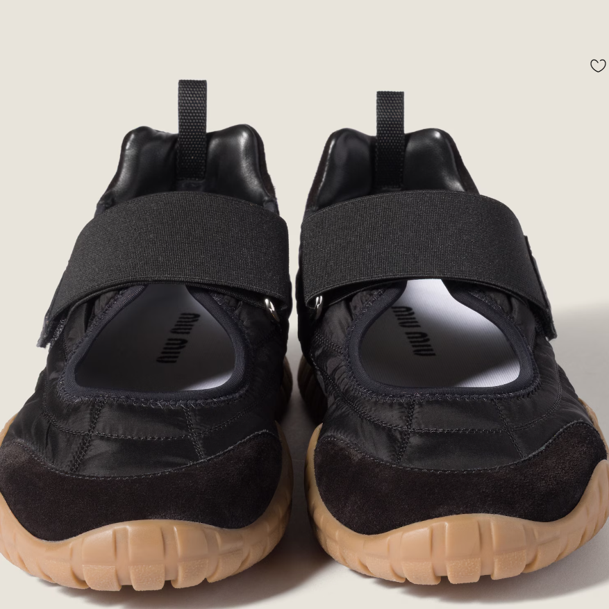 Miu Miu Tyre Technical Fabric and Suede Ballerinas 3