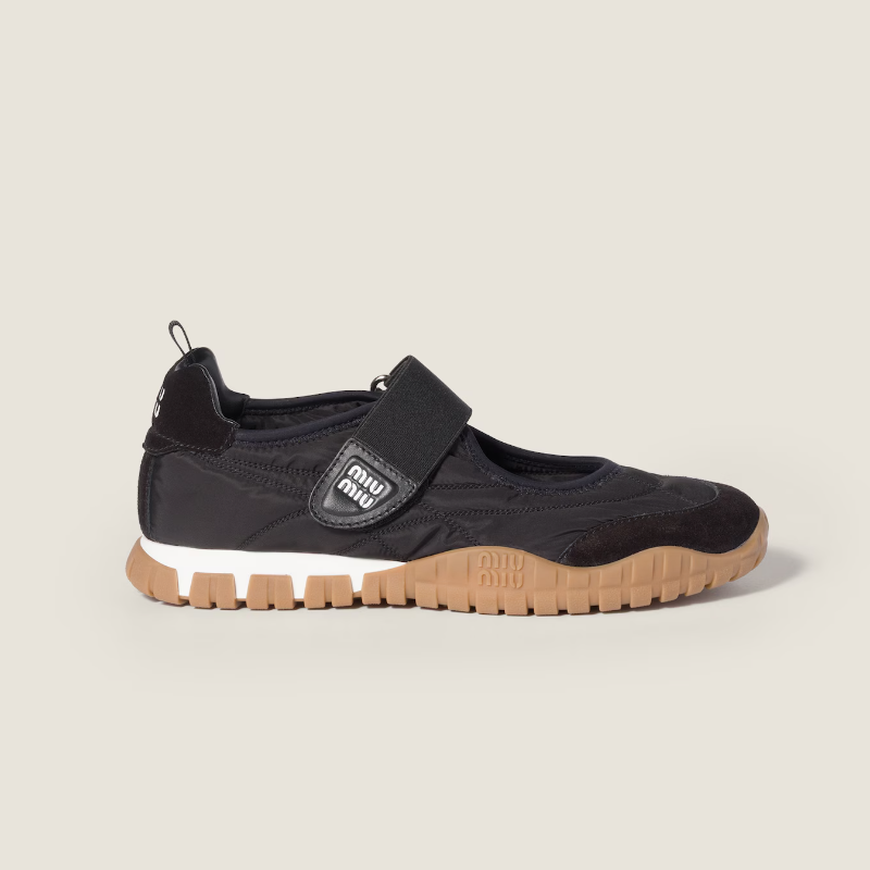 Miu Miu Tyre Technical Fabric and Suede Ballerinas 2