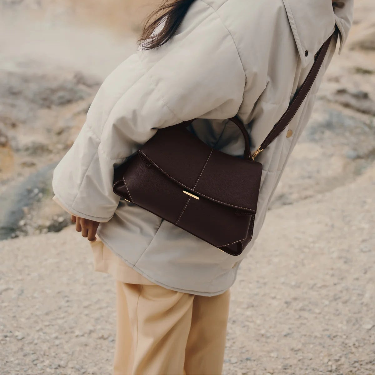 Polène | Bag - Mokki - Textured Ebony 5