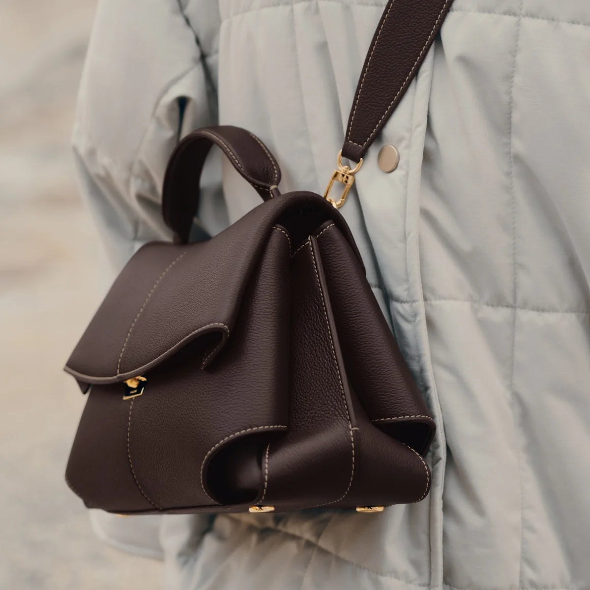 Polène | Bag - Mokki - Textured Ebony 3