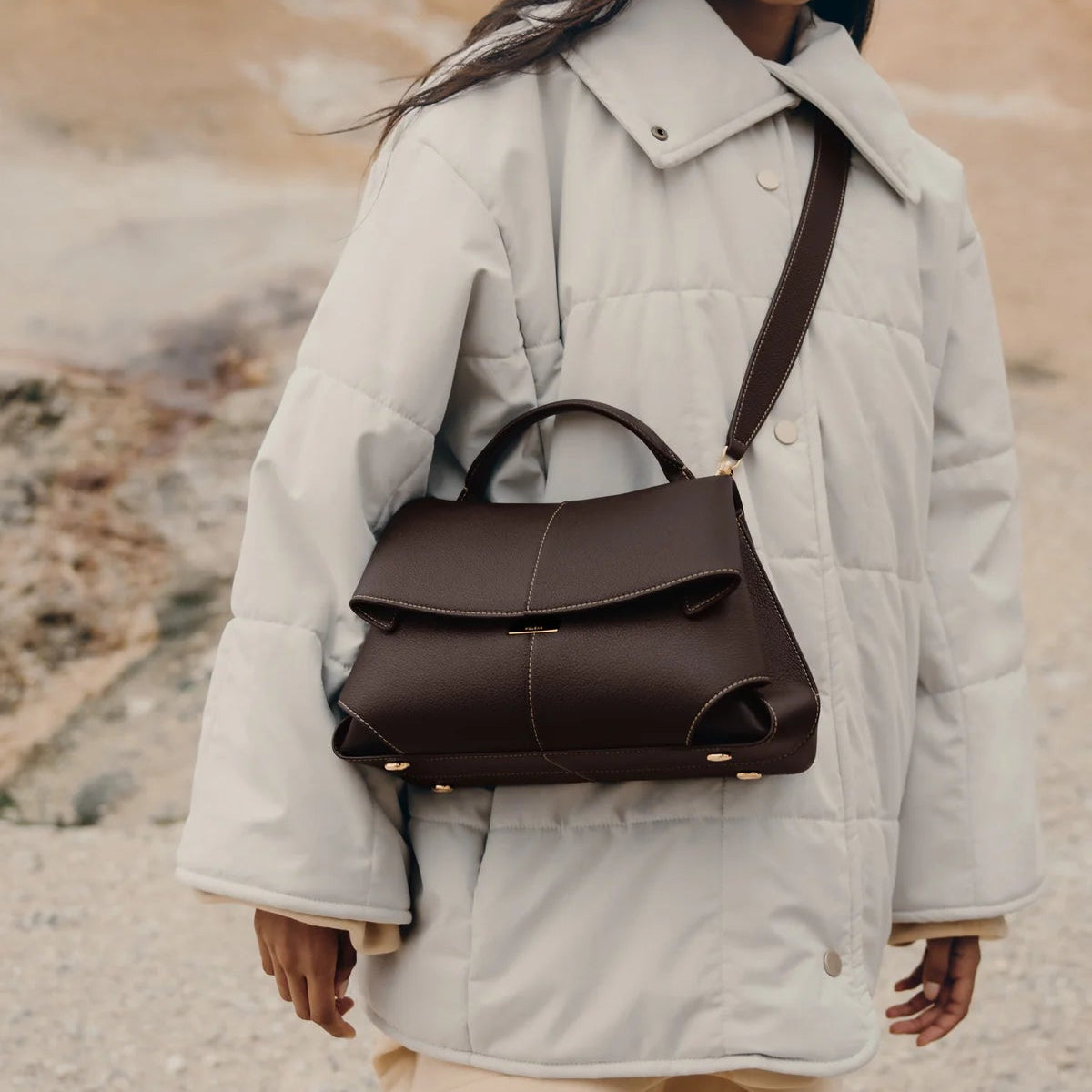 Polène | Bag - Mokki - Textured Ebony 6