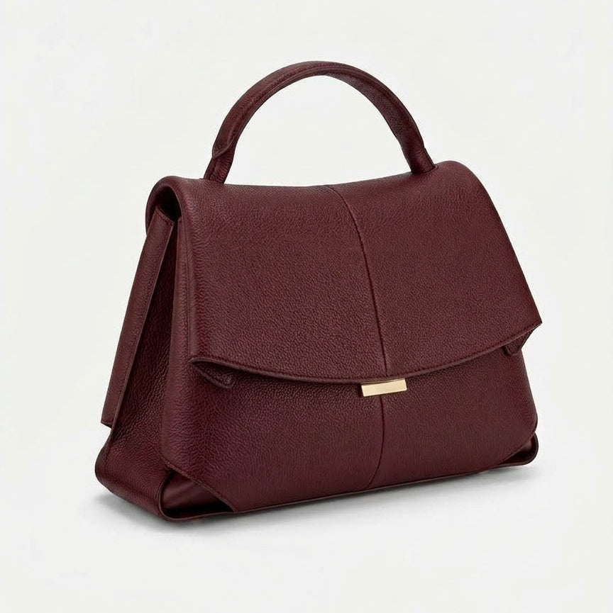 Polène Minimalist Leather Shoulder Bag in Burgundy 1
