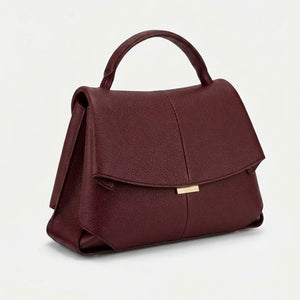 Polène Minimalist Leather Shoulder Bag in Burgundy