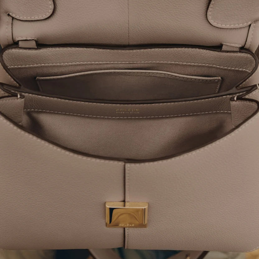 Polène Modern Minimalist Flap Bag in Earthy Taupe 3