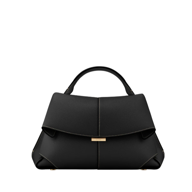 Polène Mokki Edition Textured Black With Ecru Stitching