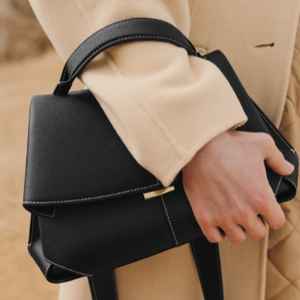 Polène Mokki Edition Textured Black With Ecru Stitching 2