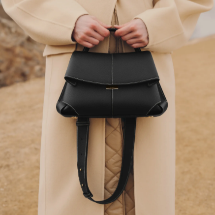 Polène Mokki Edition Textured Black With Ecru Stitching 4