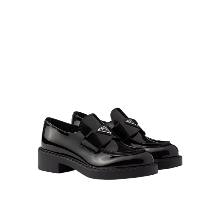 Prada Chocolate Patent Leather Loafers Black 1