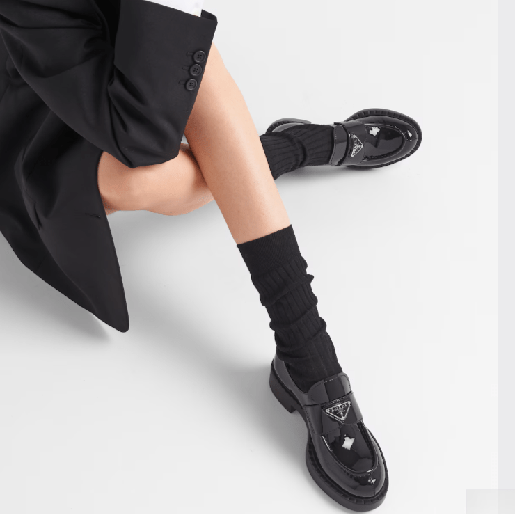 Prada Chocolate Patent Leather Loafers Black 3