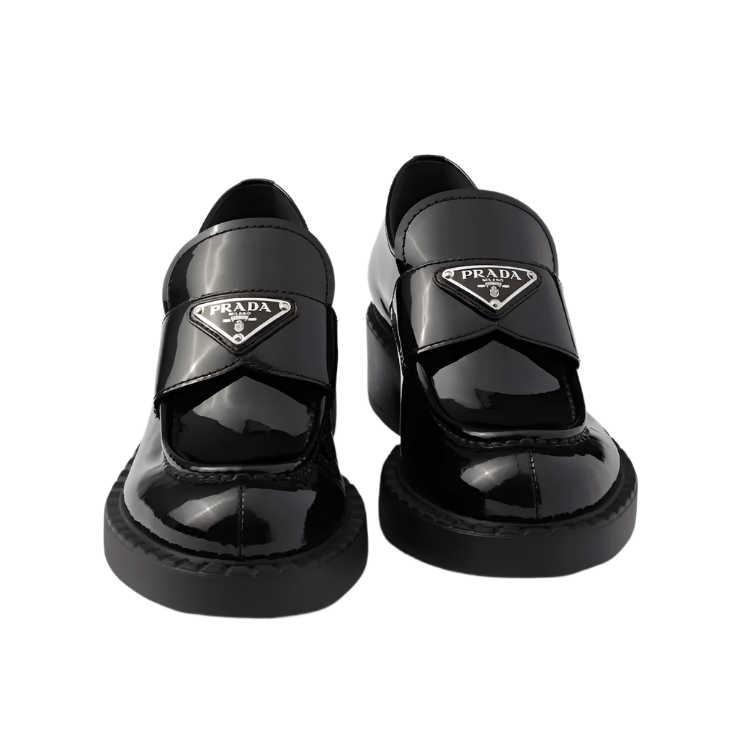 Prada Chocolate Patent Leather Loafers Black 4