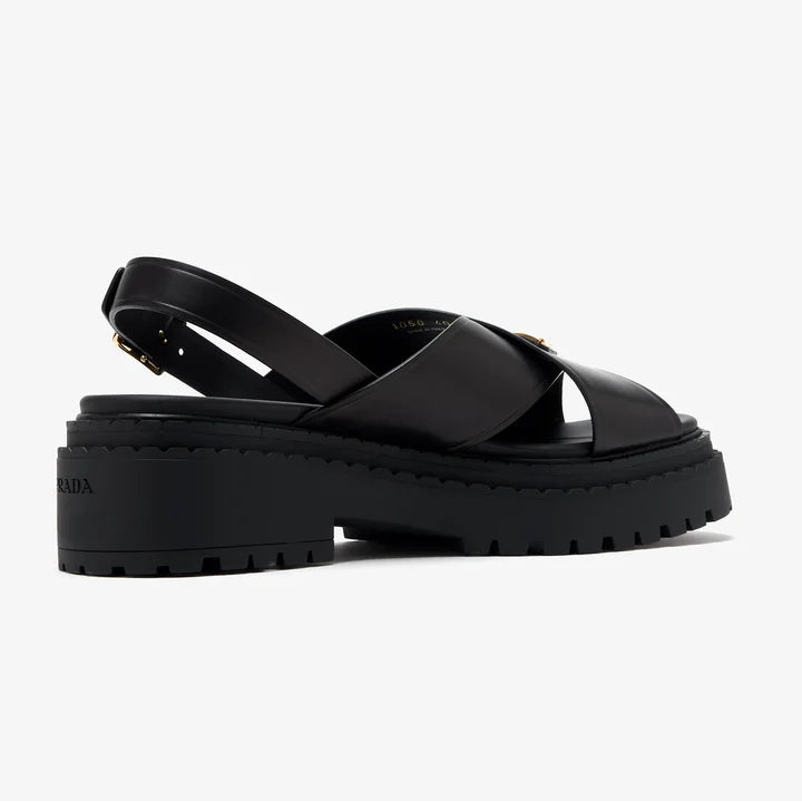 Prada Leather Sandals With The Iconic Enameled Metal Triangle Logo 2