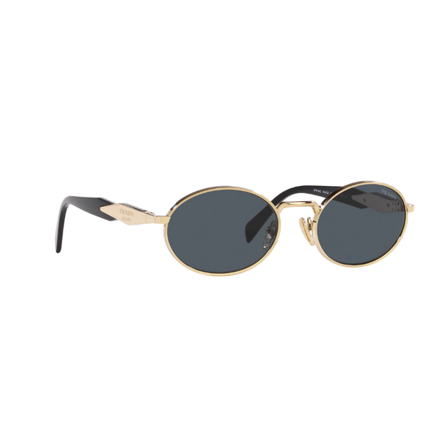 Prada Vintage-Inspired Gold Oval Sunglasses With Black Lenses 2