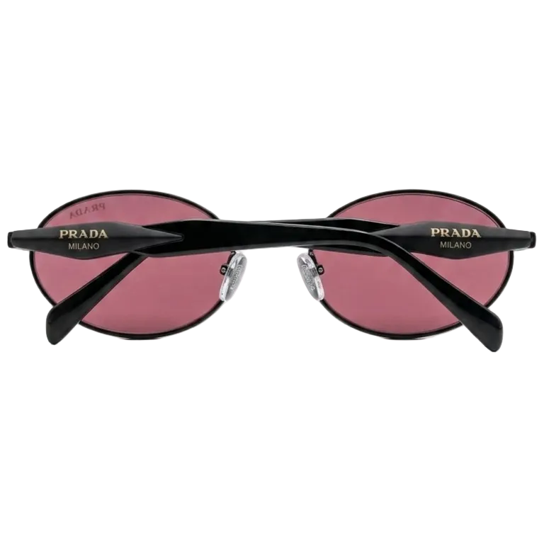 Prada Oval-Shaped Sunglasses In Black With Bink Lenses 3