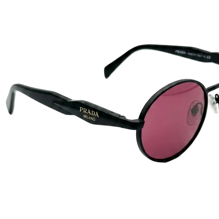 Prada Oval-Shaped Sunglasses In Black With Bink Lenses 2