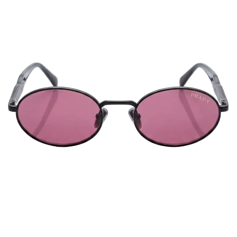 Prada Oval-Shaped Sunglasses In Black With Bink Lenses 1